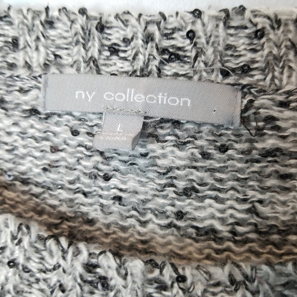 NY Collection Sequin Gray Open stitch Sweater size Large - Picture 2 of 4